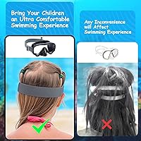 Vista 6 de Vvinca Kids-Goggles with Nose Cover, Diving Mask Elastic Fabric Strap Anti Fog Anti Shattered Lens for Kids Swim Goggles 3-14