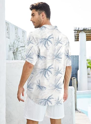 Miniatura 4 de Camisa hawaiana para hombre, camisas casuales de manga corta con botones, camisas florales Aloha tropicales para vacaciones