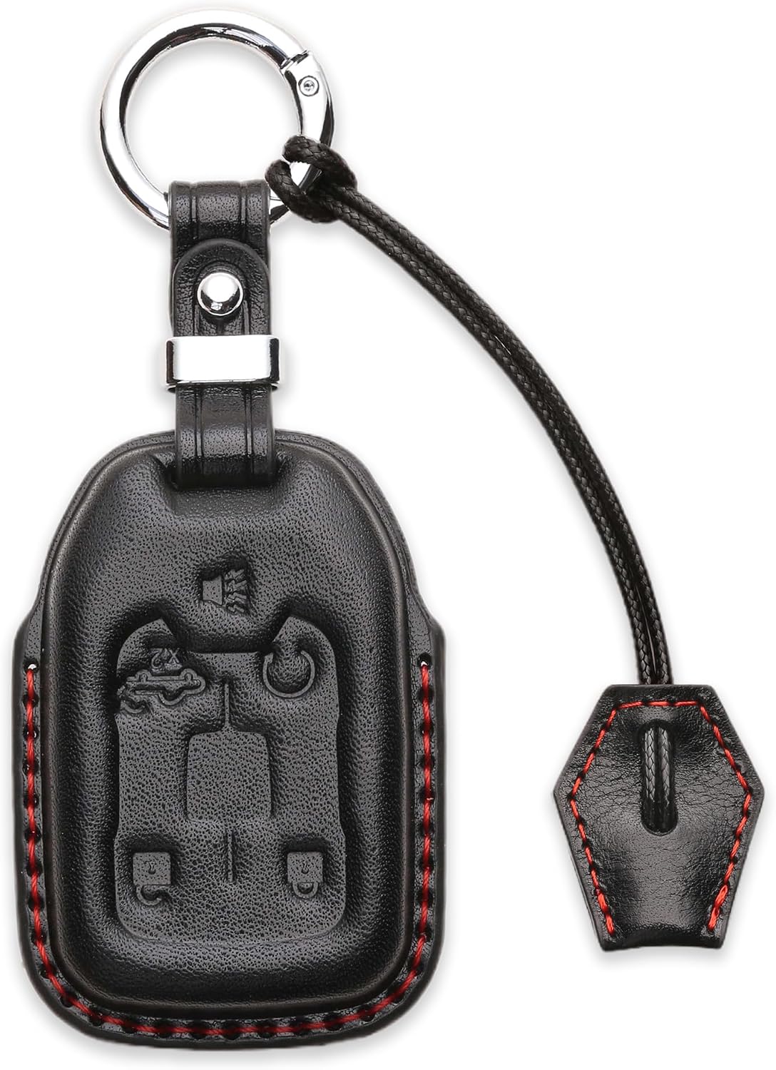 Genuine Leather Key Fob Cover for GMC Sierra 1500 2500HD 3500HD, for Chevy Silverado 2021 2020 2019 Key Fob 5-Buttons