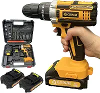 Parafusadeira e Furadeira 21V Parafusadeira Eletrica Furadeira Sem Fio com LED, Kit Parafusadeira de Impacto com 2 Baterias