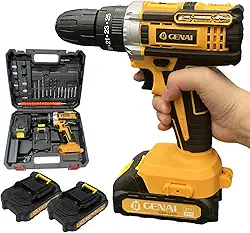 Parafusadeira e Furadeira 21V Parafusadeira Eletrica Furadeira Sem Fio com LED, Kit Parafusadeira de Impacto com 2 Baterias