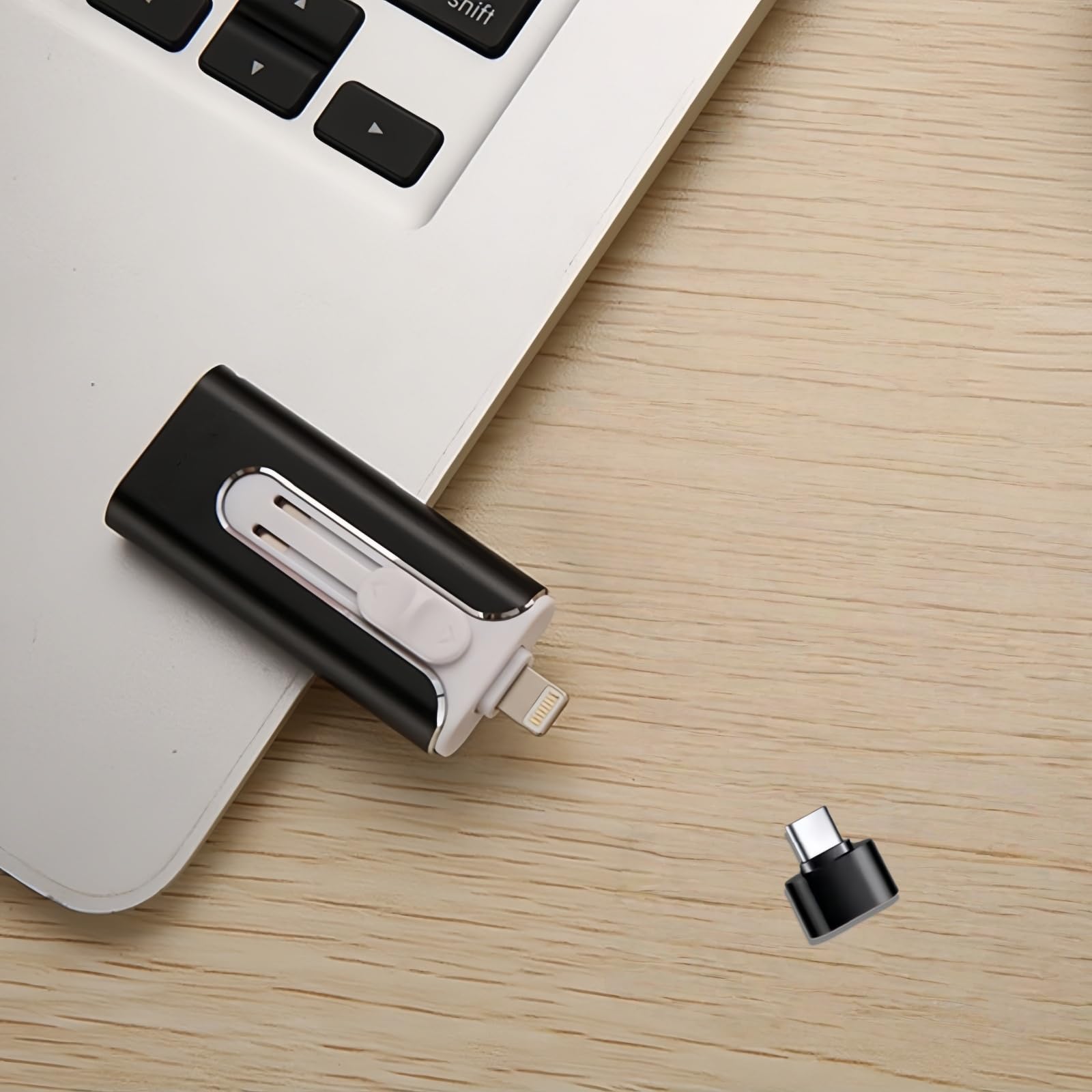3-in-1 Flash Drive, 64GB Large Capacity Memory Stick Compatible with iOS/Android/PC, USB Flash Drive for Mobile Phones and Computers, High-Speed Memory Stick for External Data Storage (Black) — view 9