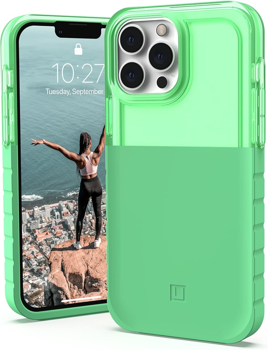 URBAN ARMOR GEAR [U by UAG Diseñado para iPhone 13 Pro Max Funda Verde Menta Dip Delgada, Ligera, Elegante, Translúcida, Absorción de Golpes, Antimicrobiana, Moderna Funda Protectora para Teléfono, [Pantalla de 6,7 pulgadas]