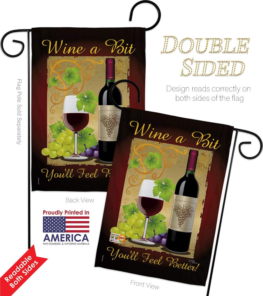Wine a Bit Garden House Flags Set Beverages Drink Fruits Cheese Sangria White Red Rose Dessert Sparkling Small Decorative Gift Yard Banner Double-Sided Imported 28 X 40
