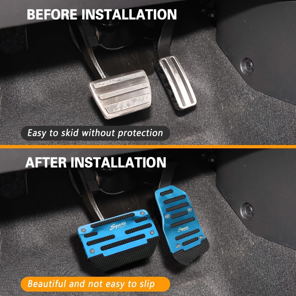 HAOBO Zufoty 2PCS Car Pedal Covers, Non- Slip Automatic Transmission Pedal Covers Replacement Kit, Premium Aluminum Alloy Non-Slip Gas and Brake Pedals Covers Universal Car Accessories Fits Most Car