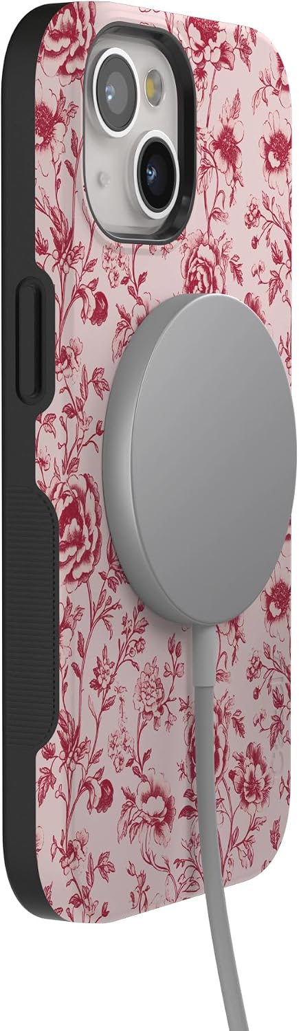 Casely iPhone 15 Plus Case | Vintage Belle | Floral Toile | Bold Protective Design | MagSafe Compatible Design