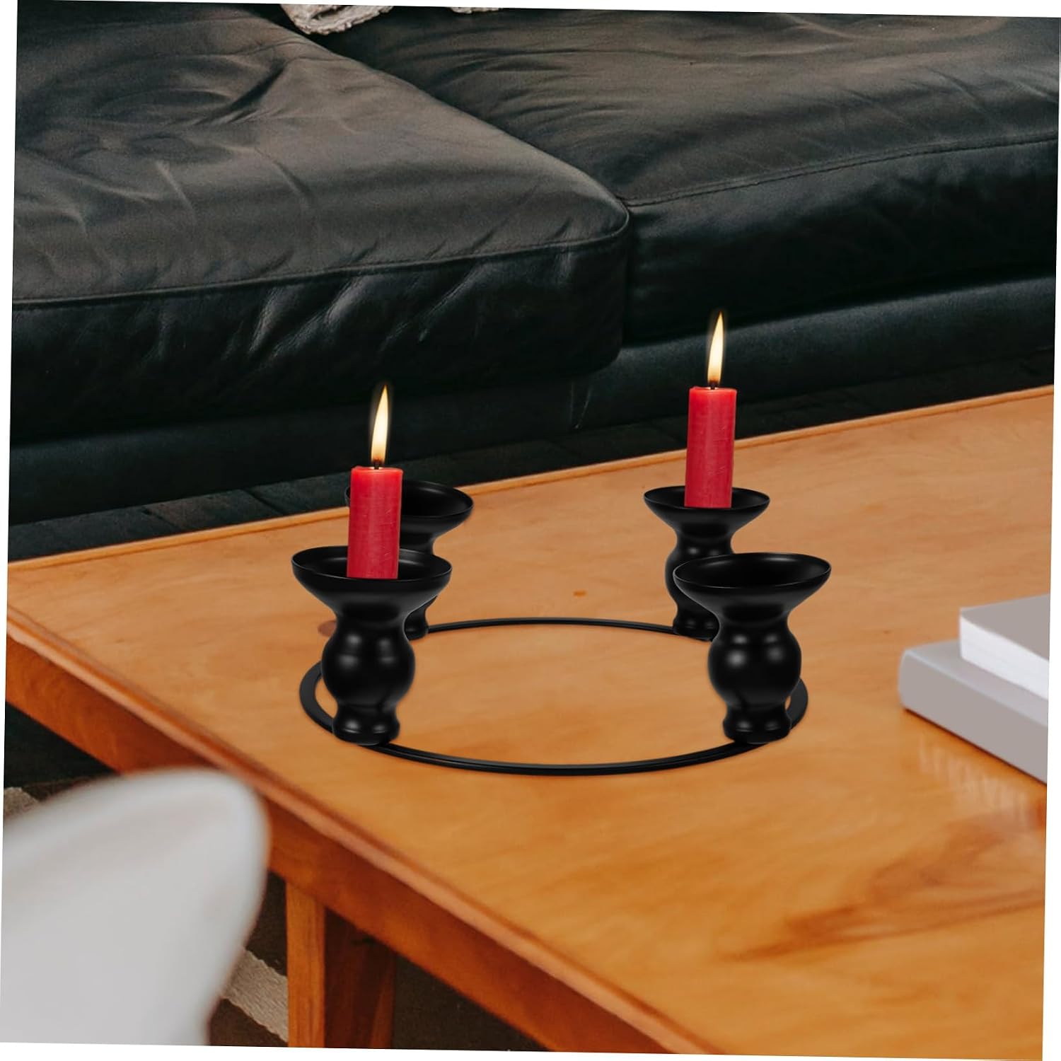 SOLUSTRE Christmas Candle Holder Ring Taper Candle Holders Wreath Supply Wreath Accessories Garland Accessory Holder Accessory Party Supplies Iron Black