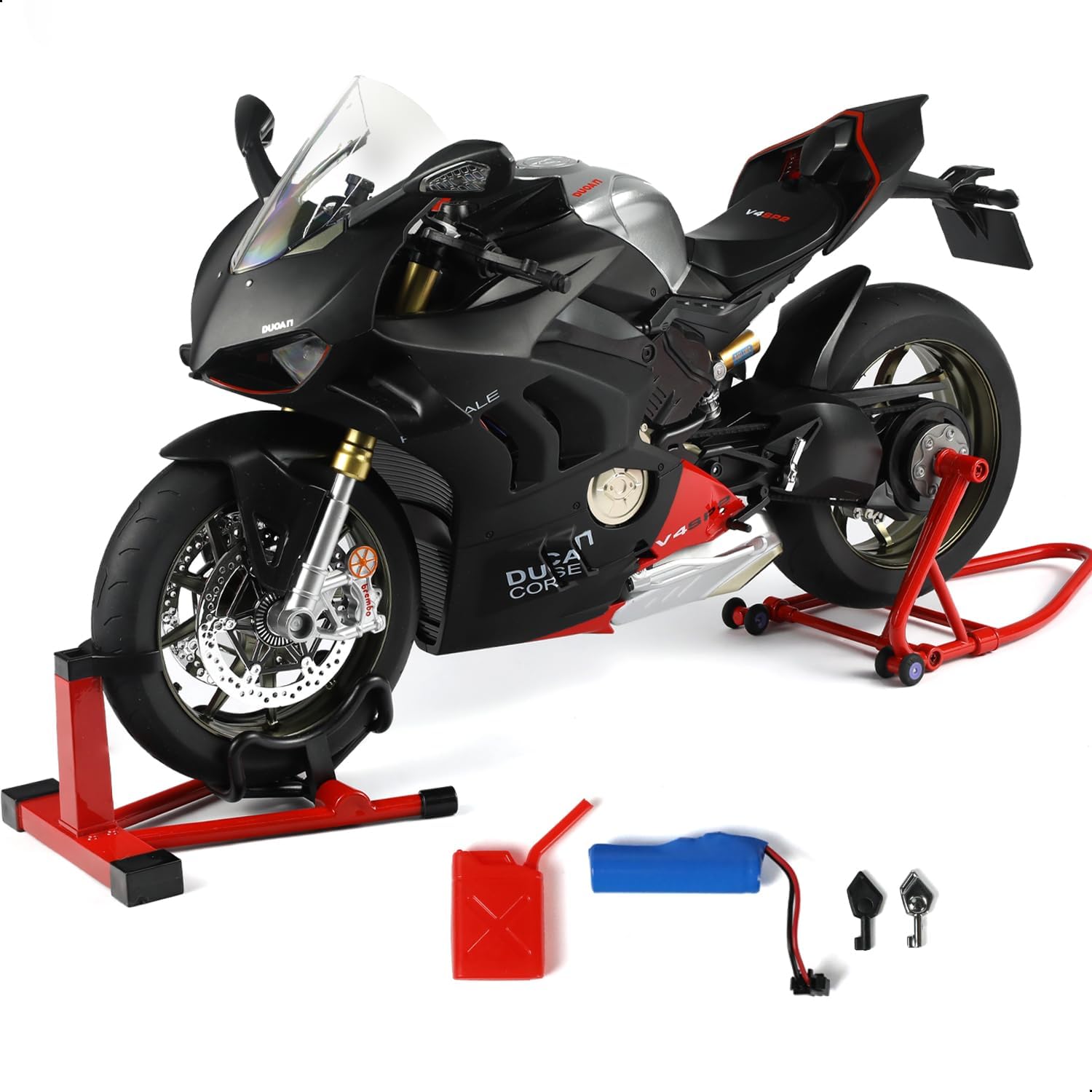 KENIRY 1:6 Scale Motorcycle Model for Ducati Panigale V4 SP2 Metal Die-cast Motorcycle Model Moto Classic Collection for Adult (Black)-image-23