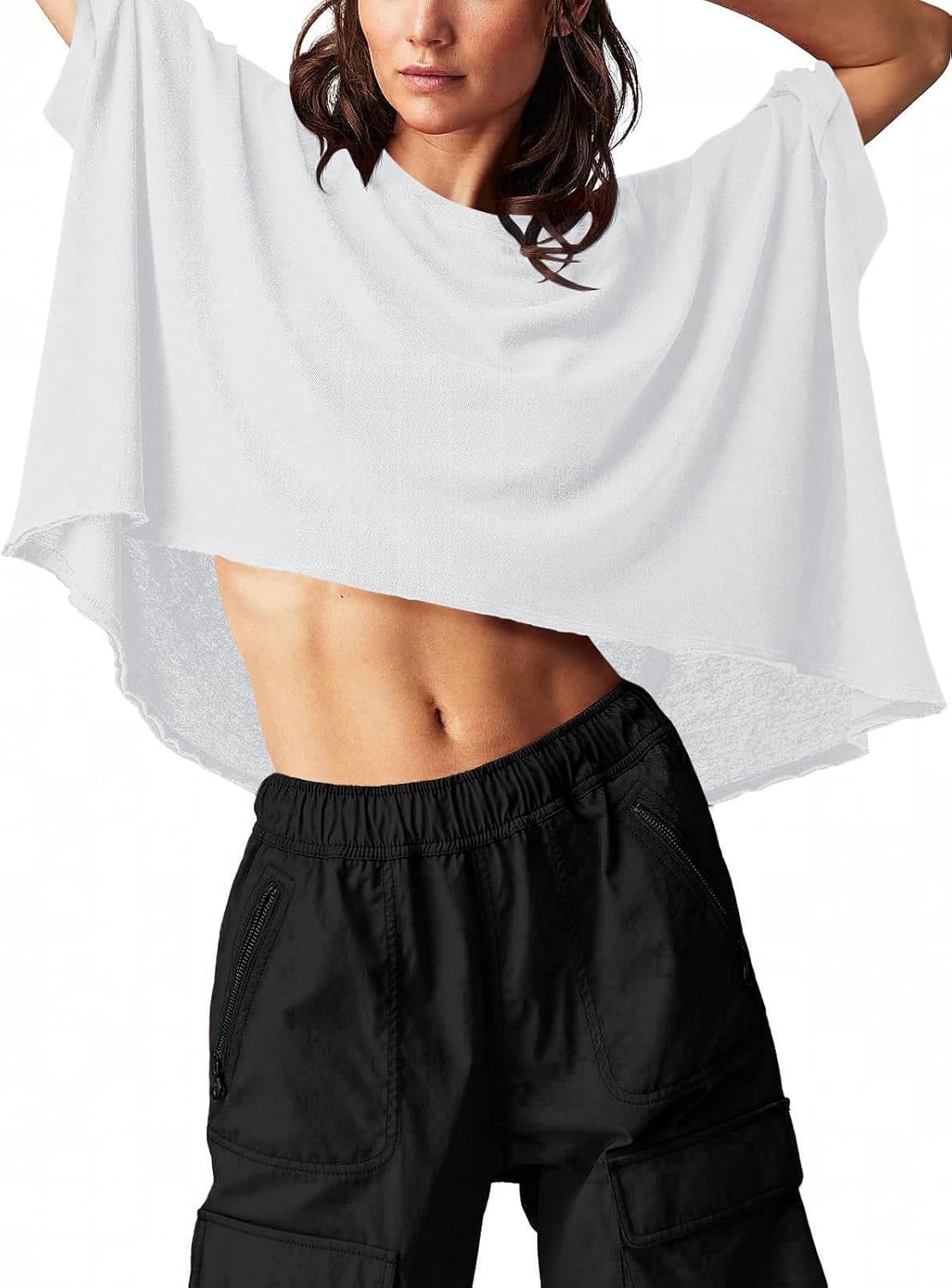 Women's Oversized Tshirts Summer Cute Crop Tops Dolman Short Sleeve Loose Flowy Basic Tees - Image 2