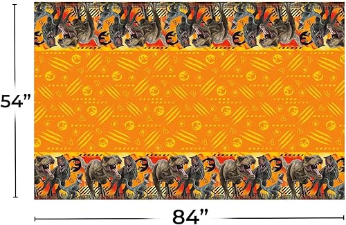 Miniatura 2 de Mantel rectangular de plástico multicolor Jurassic World 3 (54 x 84 pulgadas), 1 unidad, diseño vibrante, perfecto para celebraciones de cumpleaños