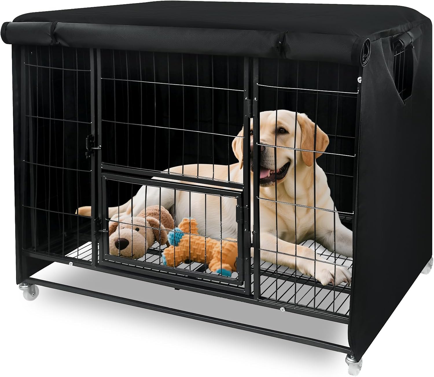 38 Inch Dog Crate Cover for Heavy Duty Dog Cages 900D Oxford Fabric Insulated Dog Kennel Cover UV-Resistant Chewproof Soundproof Windproof Rainproof Fit for Wire Dog Cage (Not Include Cage)