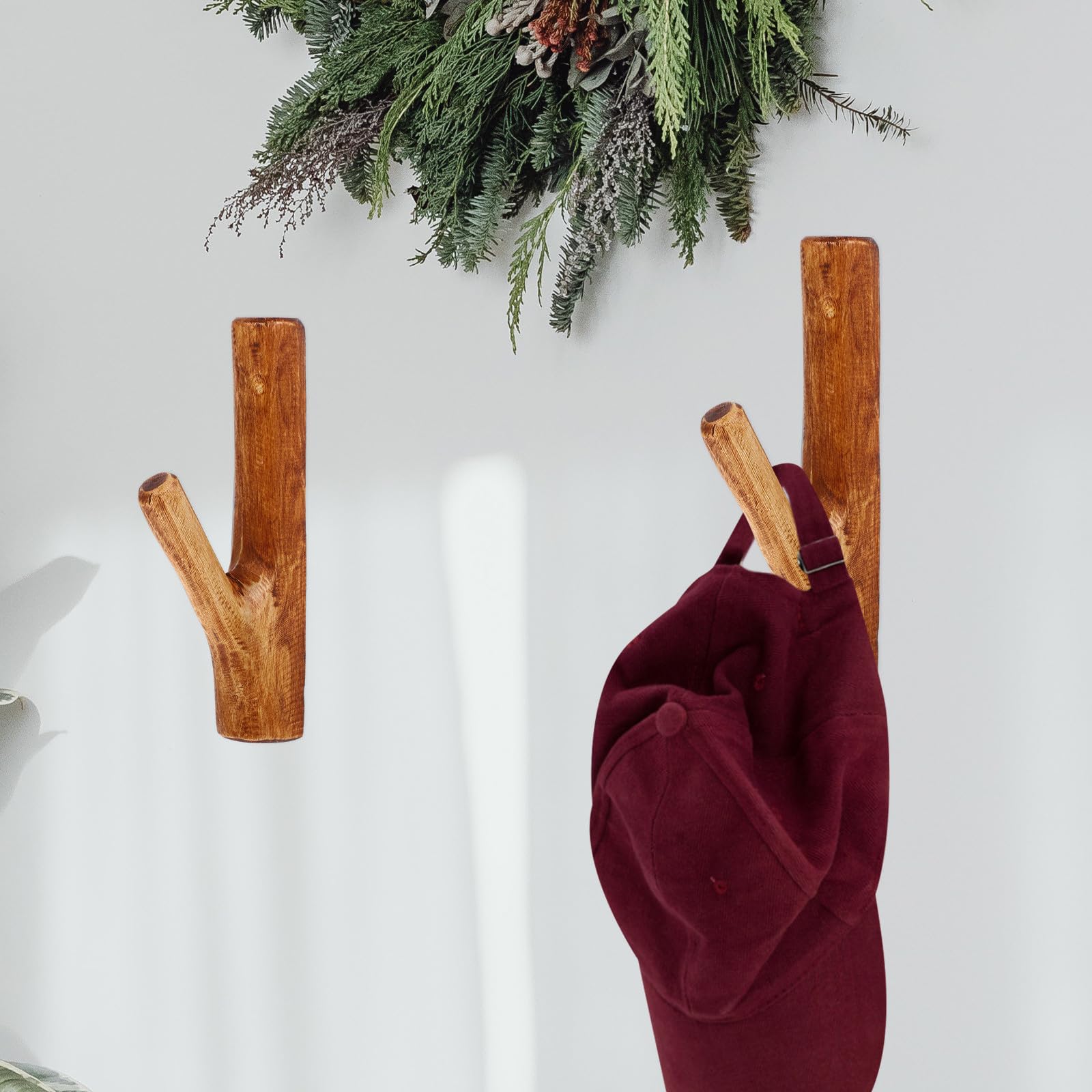 Didiseaon Gancho de Pared y Diseño Creativo de Madera Marrón Adhesivo Resistente Vintage para Colgar Abrigos y Llaves en Cocinas y Hoteles