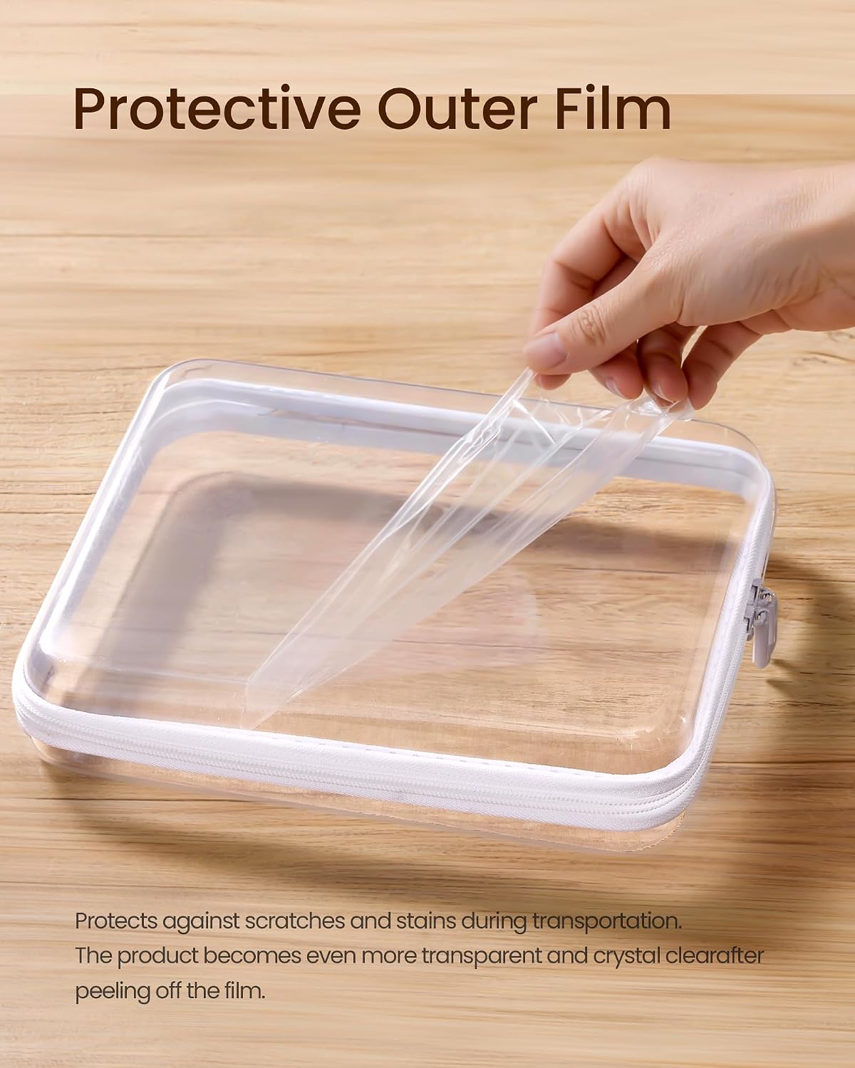 CoiiJoii 6PCS Large Clear Hard Shell Zippered Case, Diaper Bag Organizing Pouches, Waterproof Cosmetic Bag, Storage Organizer Bins. Green