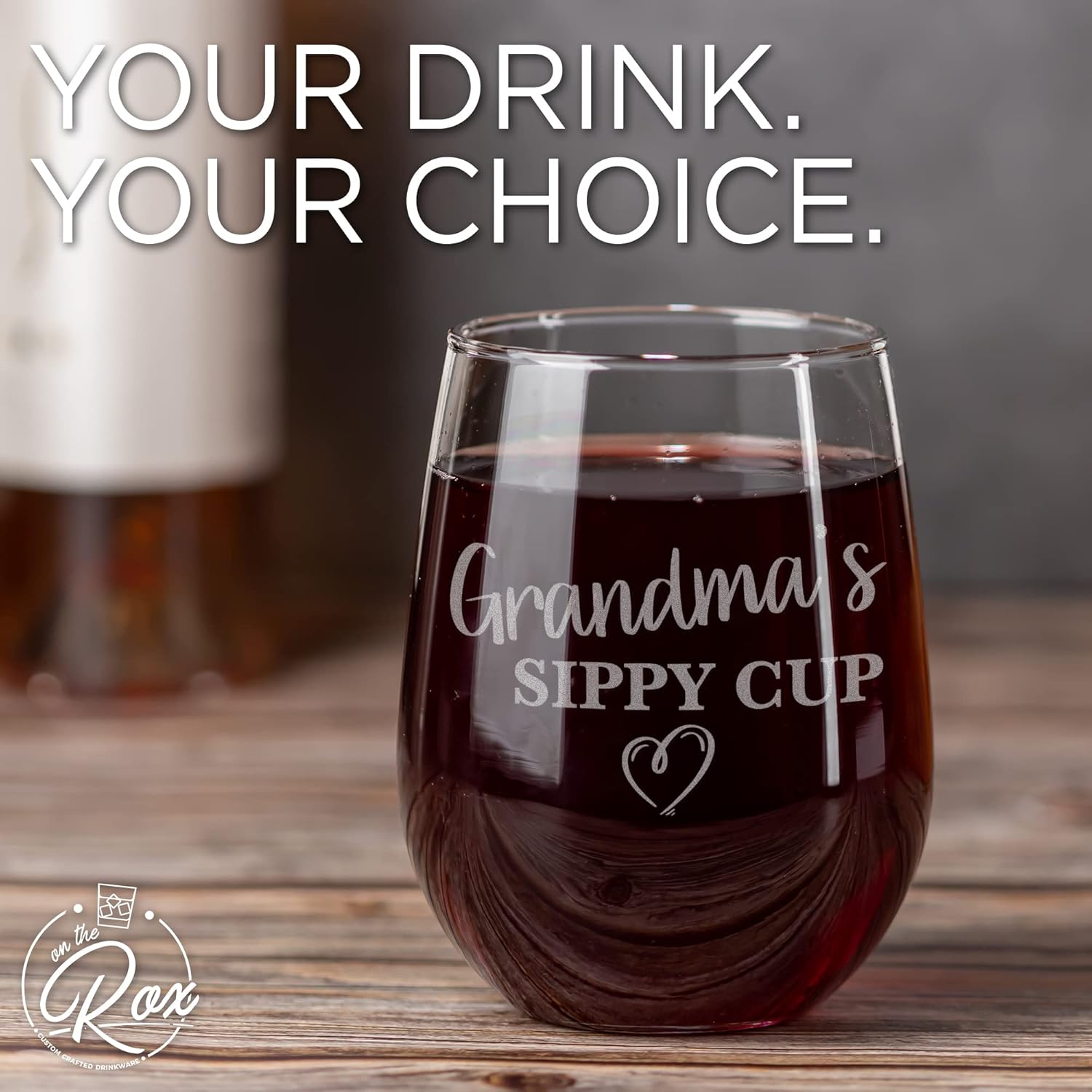 On The Rox Drinks Grandma and Grandpa Gifts - 17oz Grandma's and 11oz Grandpa's Sippy Cups, Set of 2- Gift Wine and Whiskey Glasses - Gift Ideas for First-Time Grandmother or New Grandparents - Image 5