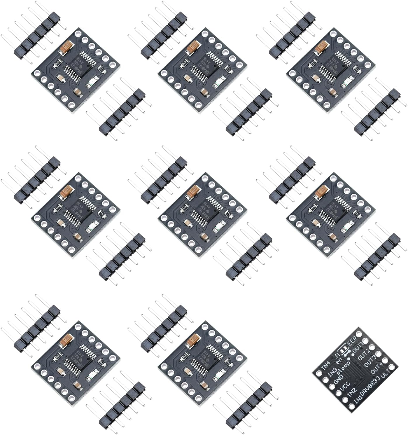 8Pcs DRV8833 Motor Driver Module DC Gear Motor Driver Controller Board