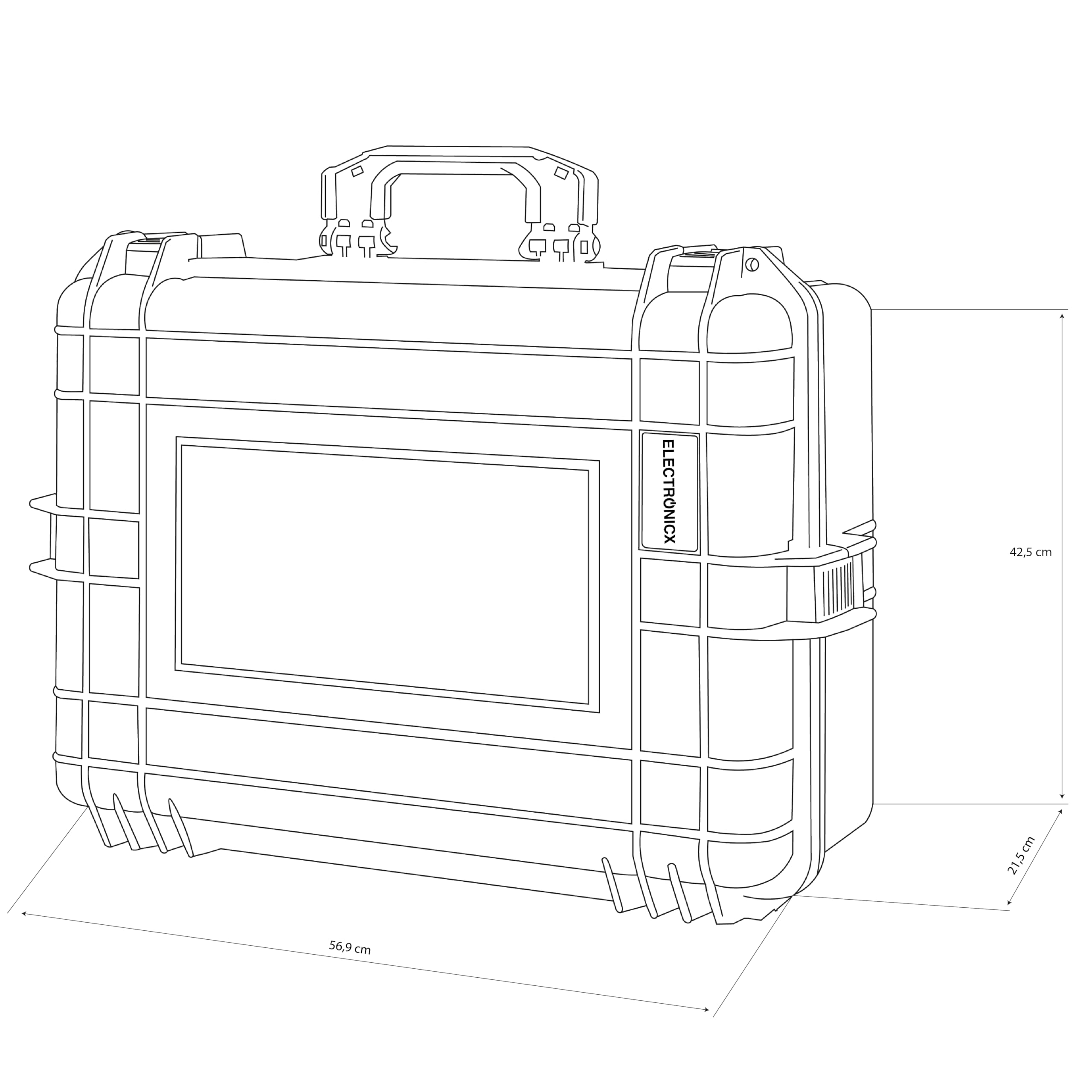 Electronicx Valigetta Rigida per Fotocamera con Schiuma – Custodia Antiurto IP55 Resistente a Polvere e Spruzzi, Richiudibile – Per DSLR, Obiettivi, Droni, Attrezzi e Armi – 57×41,5×21,5 cm Nera