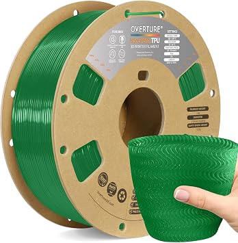 OVERTURE High Speed TPU, 95A Flexible Filament, 1kg Translucent Green