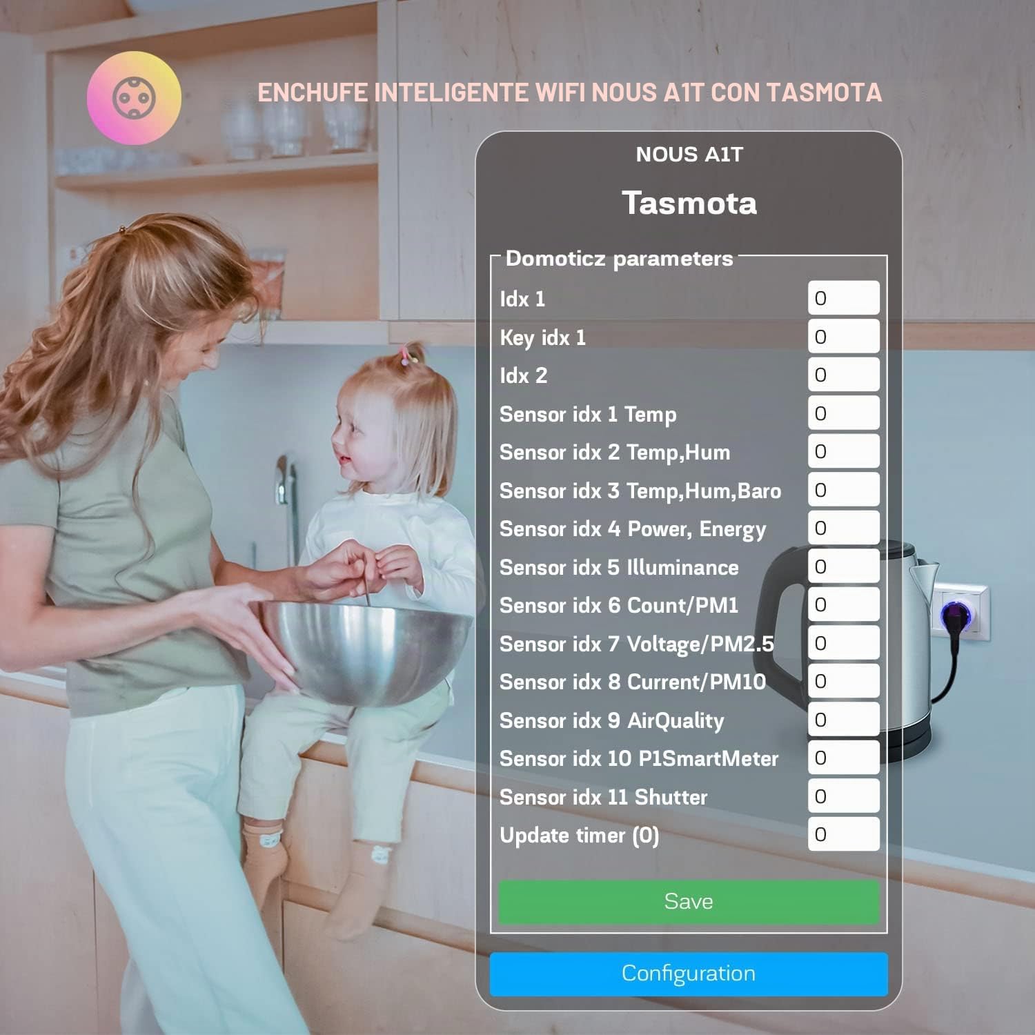 NOUS A1T Tasmota WiFi Enchufe Inteligente con Medidor de Consumo, Mando a Distancia, Temporizador. Programable para Google Home, enchufes Alexa, no funciona con Tuya Smart Life (Pack of 2)