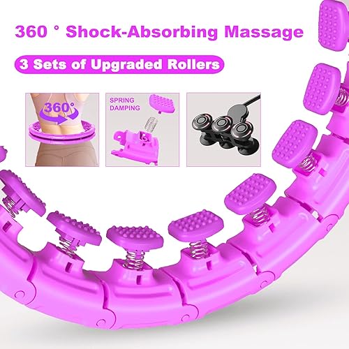 Miniatura 4 de Aro inteligente con peso infinito para pérdida de peso de adultos, 24 nudos desmontables ajustables, masaje de fitness abdominal 2 en 1, aro de