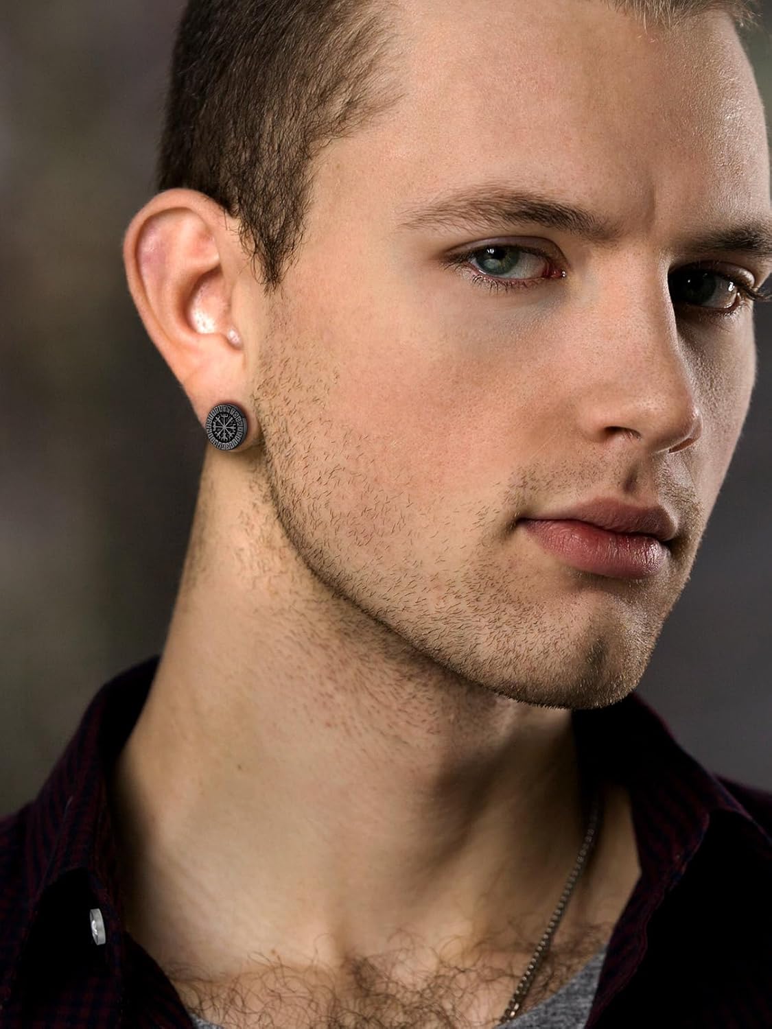 FaithHeart Viking Runes Stud Earrings for Men Silver/Black/Gold Stainless Steel Lightweight Earrings Retro Norse Mythology Jewelry with Gift Box - Image 2