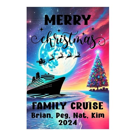 Personalized Magnetic Holiday Cruise Door Banner - Festive Stateroom Decoration for Christmas Cruises - Family cruising vacation - Merry Christmas at sea (Merry Christmas)