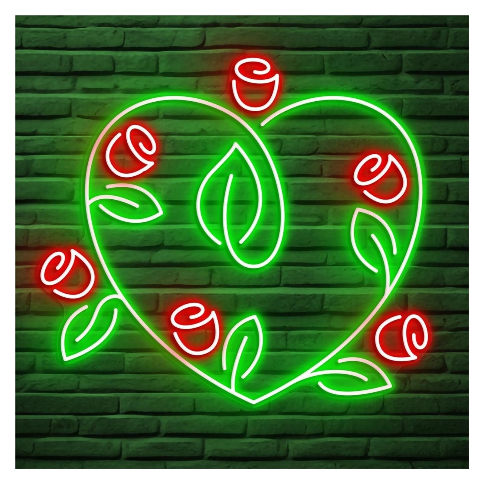 RONGCH Hanging Art Signs Rose Heart Neon Sign Handmade, Suitable for Home Decor with Brightness Adjustable 55cm