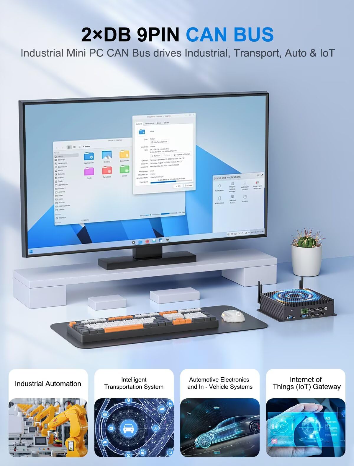 WEIDIAN Mini PC Industriel Win 11 Pro, Fanless PC sans Ventilateur i7-10510U 16Go RAM 256Go SSD, 2 Ports Can, 6 Ports COM RS232/422/485, GPIO, 4K, 3 écrans, 2 Ports LAN, 8 Ports USB, WiFi 6 BT5.2