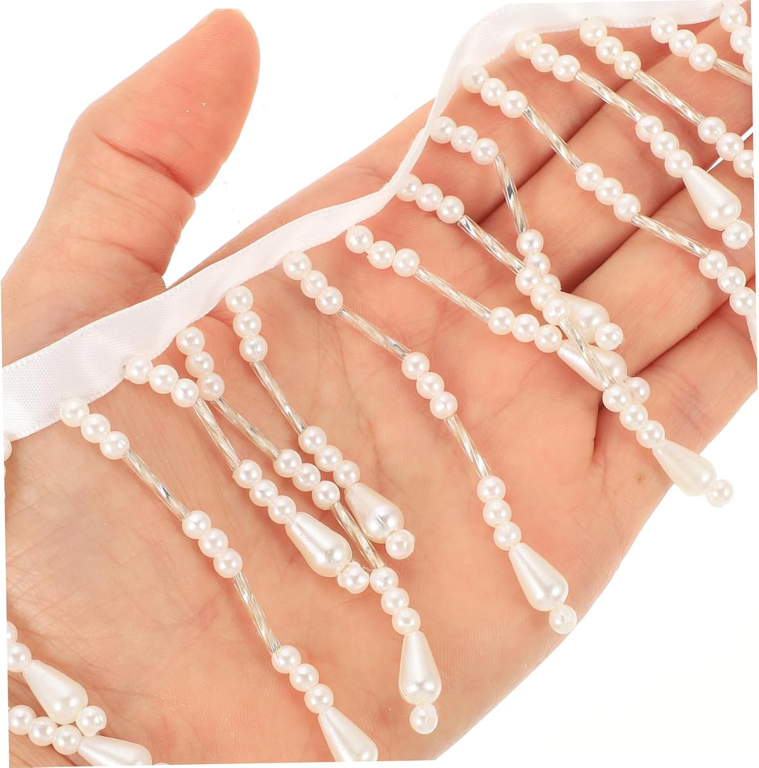 Tofficu 5pcs Delicate Trim for Crafting Elegant Beaded Ribbon Tassels for Clothing and Home Decor for Skirts Tablecloths and More