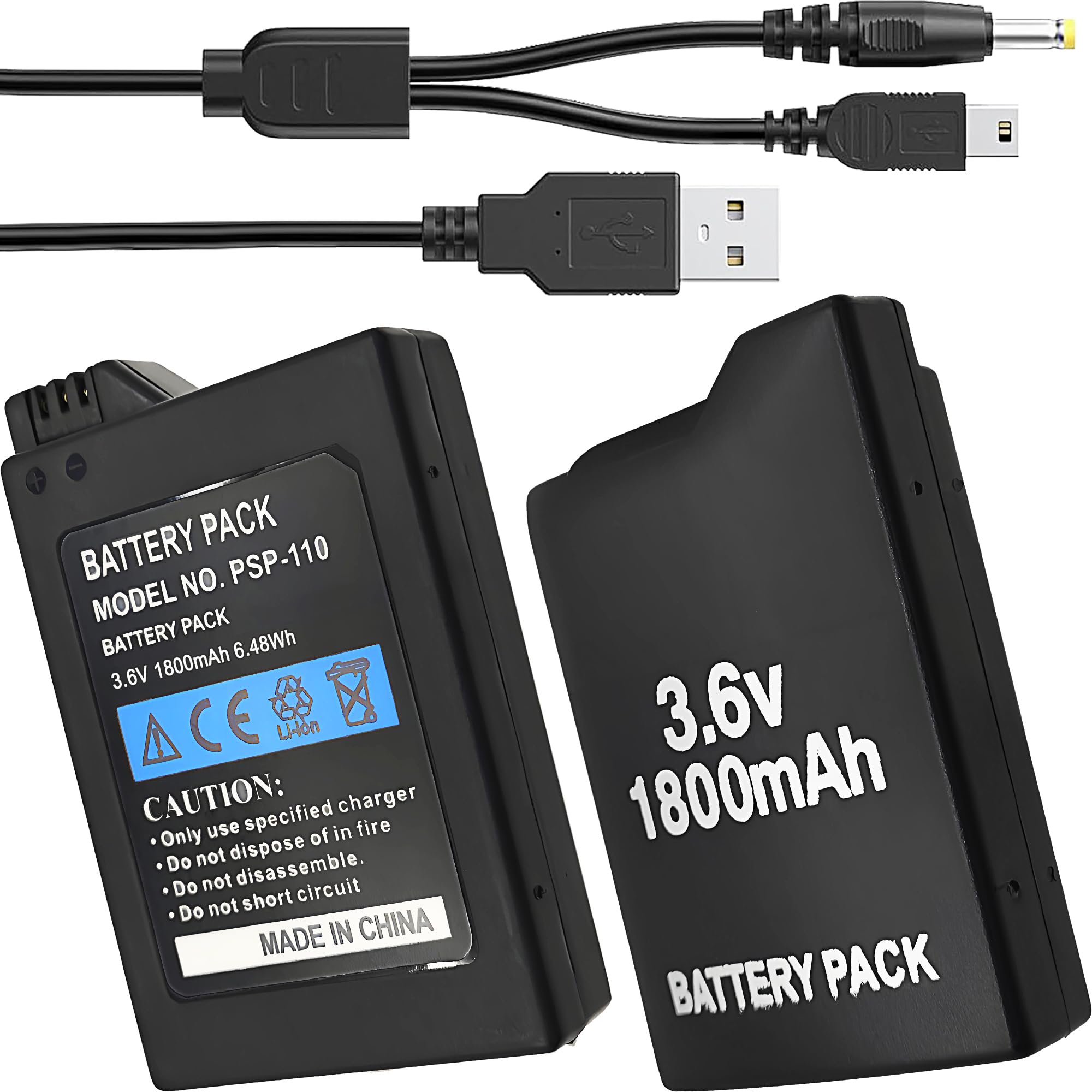 Battery Pack for Sony PSP 1001 1000 PSP1000 3.6V with Charger Cable