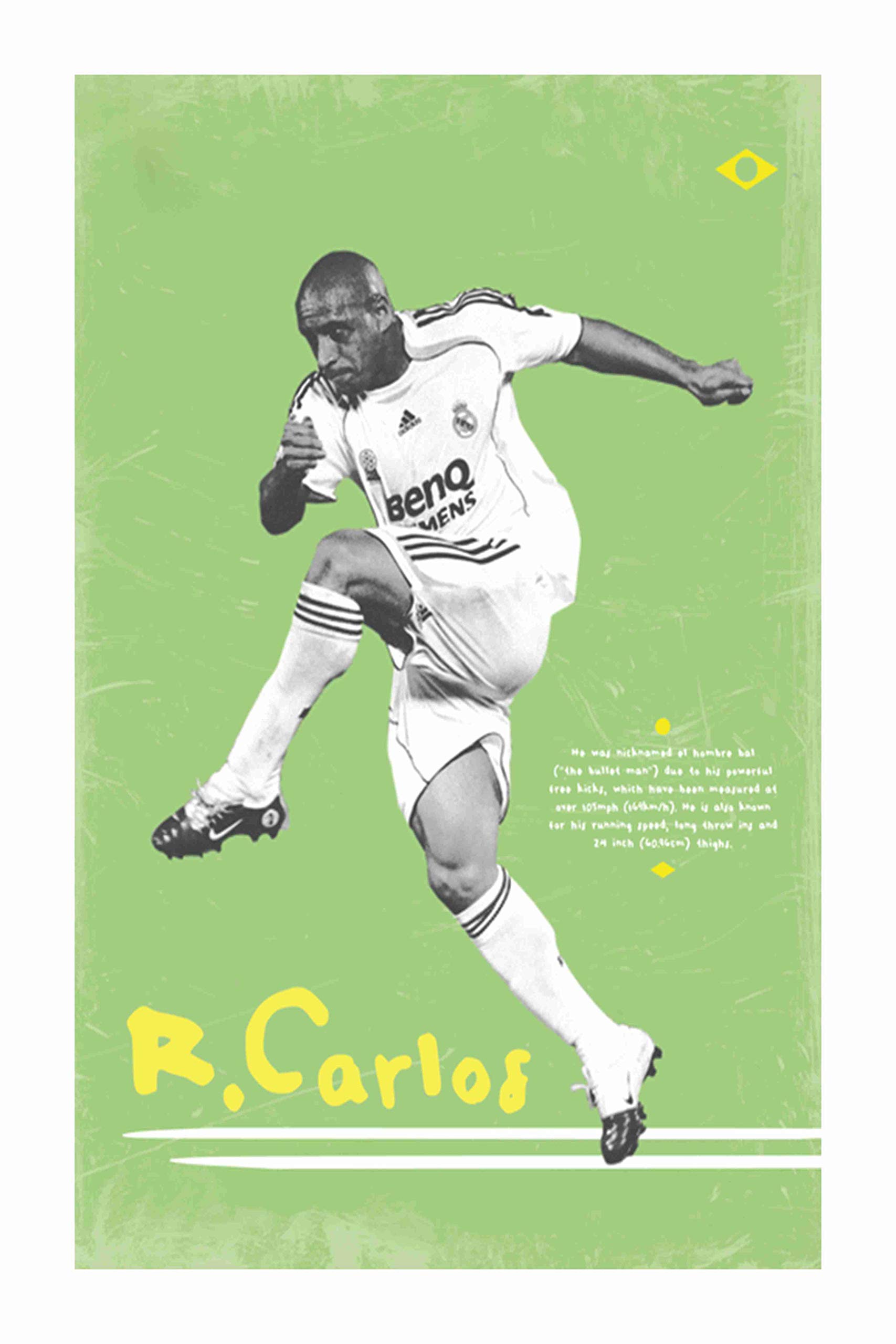 BALDAU PRINTS Roberto Carlos Footballer Wall Poster For Room (Gloss Laminated, 12X18 Inch, 300 GSM) M9