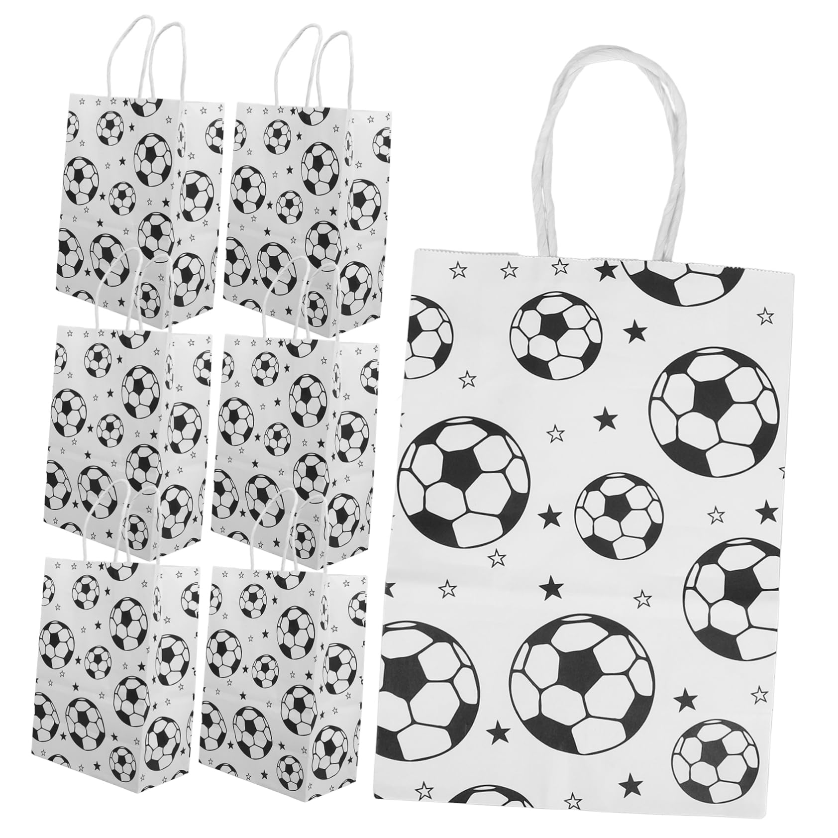 STOBOK 96pezzi Sacchetti Di Carta Manici Per Compleanni e Feste Sacchetti Carta Kraft Con Stampa Calcio Borse Leggere Per Snack e Vestiti