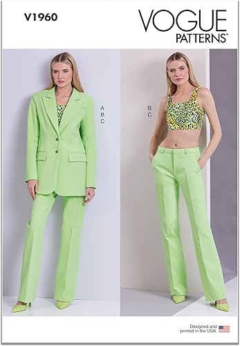 Vogue Misses - Chaqueta holgada sin forro, parte superior de punto y pantalones de piernas anchas, paquete de patrón de costura, código de diseño