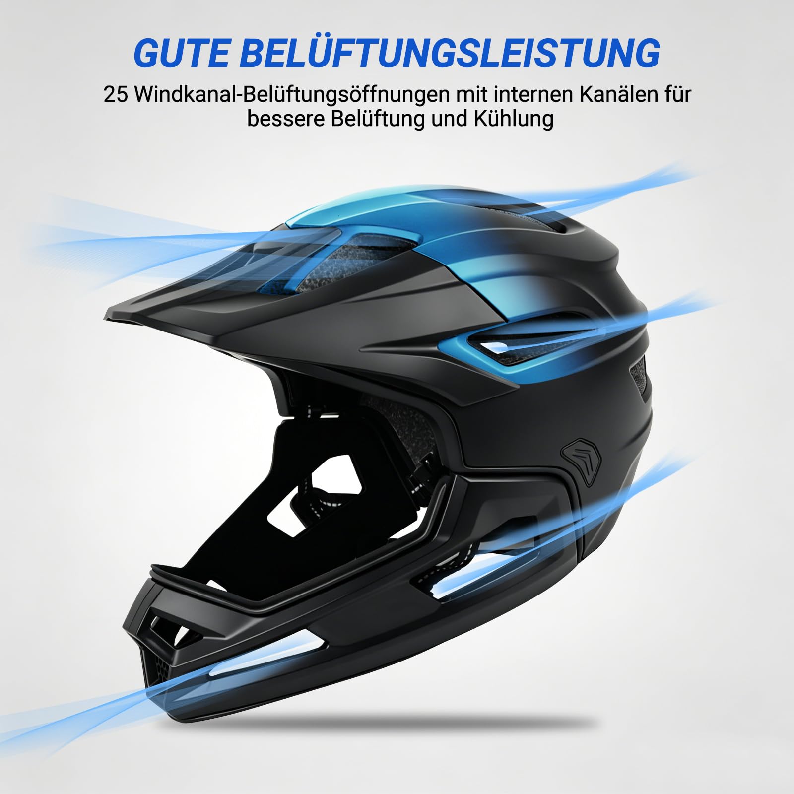 MEETYOO Casco Integral Transformable en Semi para MTB Casco para Bici y Patinete Eléctrico para Hombre con Barbuqueja Removible Regulación con Rueda y Hebilla Trapezoidal Transpirable, Ligero