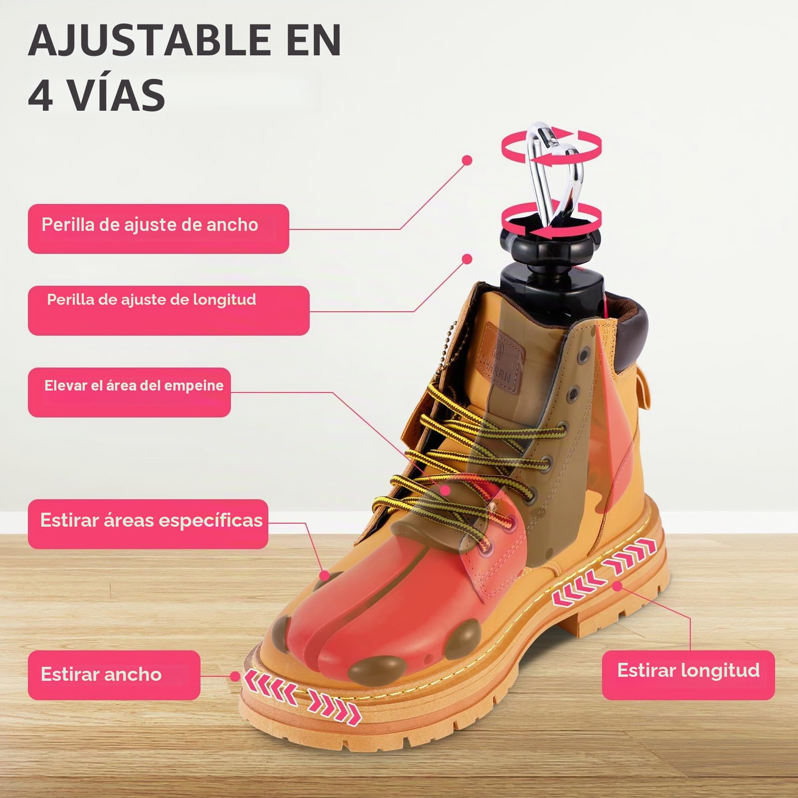 Hormas para Zapatos Hombre Mujer Hormas para Botas, Profesional Ensanchador de Zapatos y Botas, Estirador de Zapatos Ajustable Anchura y Longitud