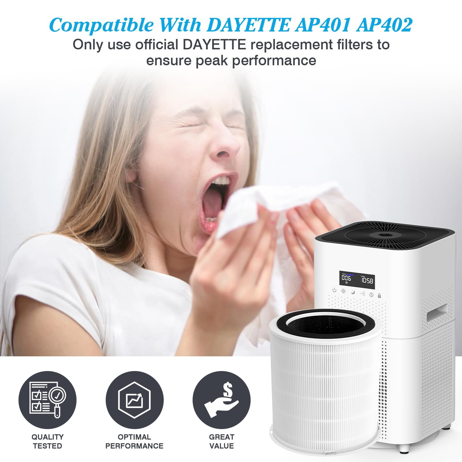 Amazon | 空気清浄機 DAYETTE AP401 用 フィルター 【1個入り 】集じん
