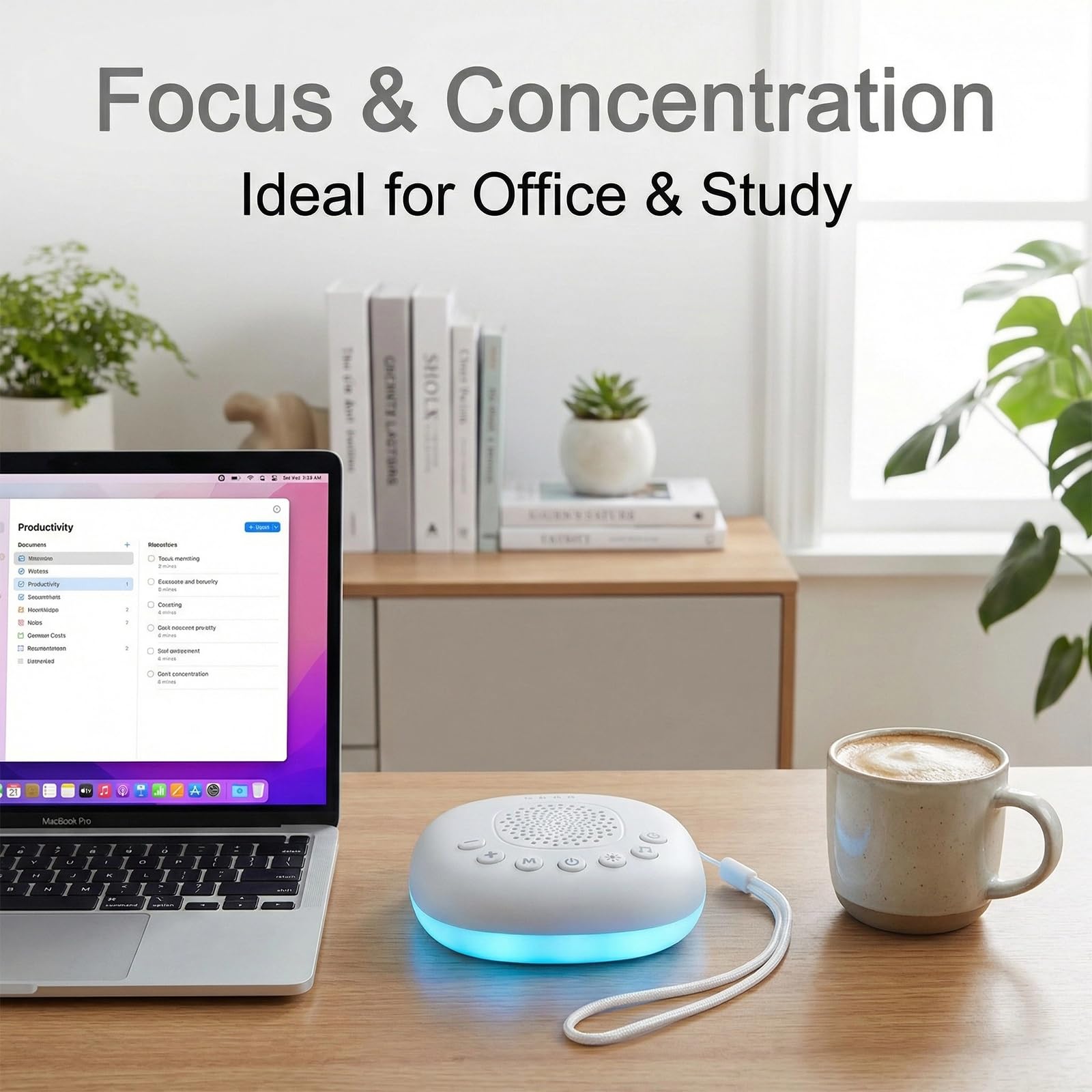 Machine Bruit Blanc Bébé Portable, White Noise Machine Avec Sons De Bruit Blanc Et Musiques D’endormissement, Veilleuse Intégrée, Minuterie, Rechargeable 800 mAh, Aide Au Sommeil Pour Bébés Et Adultes