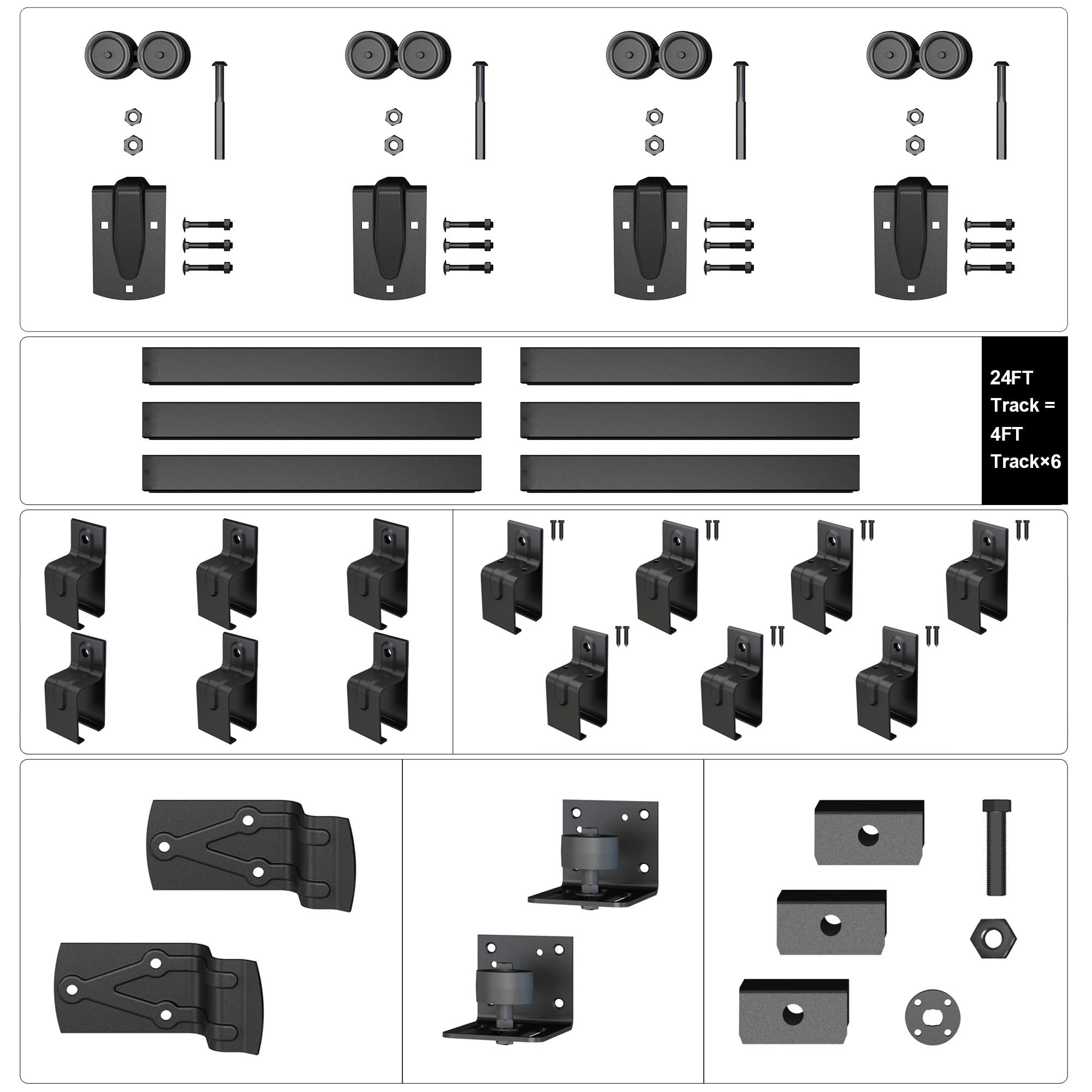 24FT Heavy Duty Box Rail Exterior Sliding Barn Door Hardware — Amazon image 2