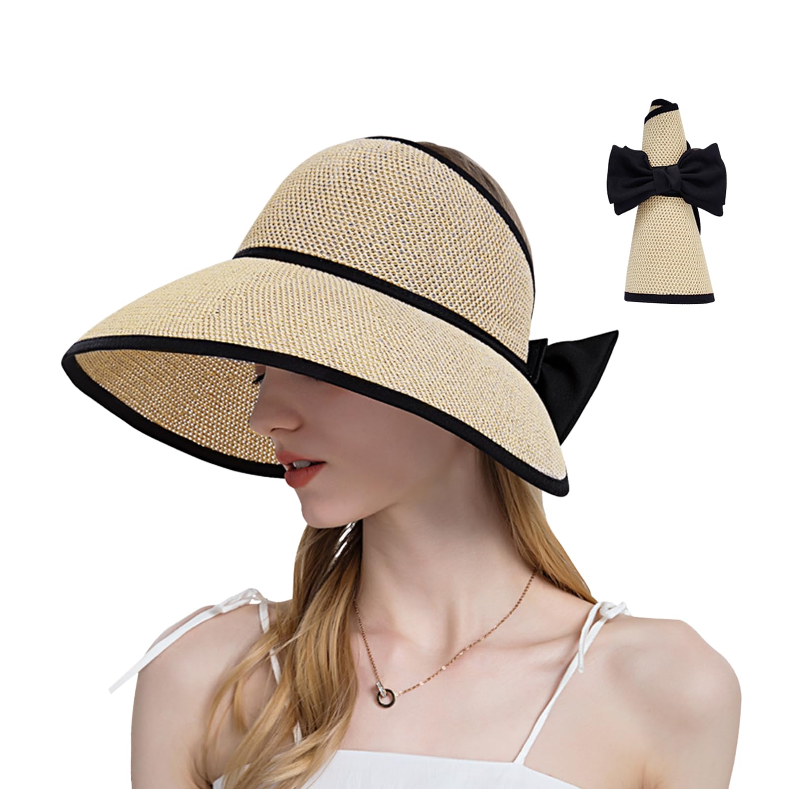 Yuccer Sombreros de Sol Mujer Plegable Algodón Sombrero Playa Verano Protección UV Gorro de Pescador de ala Ancha Sun Hat Women for Jardinería Trekking Viaje
