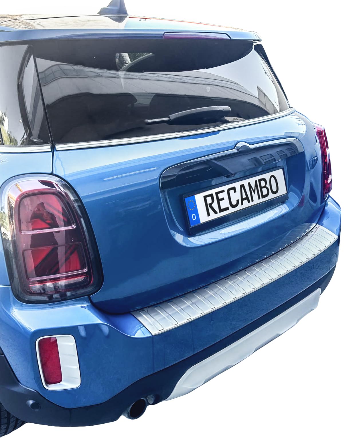 RECAMBO Protezione per paraurti in acciaio inox compatibile con Mini Countryman F60 LCI | BJ 06.2020 2023 opaco spazzolato con texture styling e protezione per il paraurti