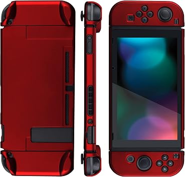 eXtremeRate Case Compatible with Nintendo Switch Joy Con Console Case Protective Accessory Separable Docking Case for Nintendo Switch (Red)