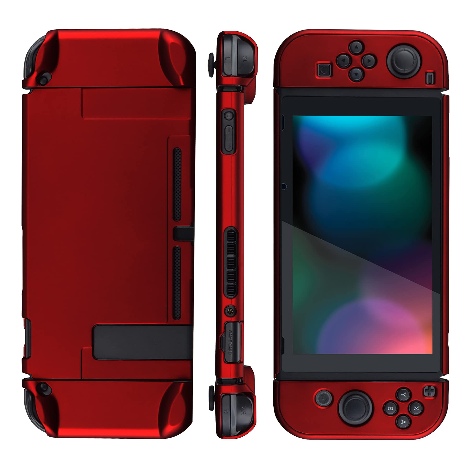 eXtremeRate PlayVital Funda Tacto Suave para Nintendo Switch Carcasa Dura Estuche Protector Separable de Joycons Protectora Dockable Cover Cáscara para Control Switch Joycon Consola(Rojo Escarlata) — view 6