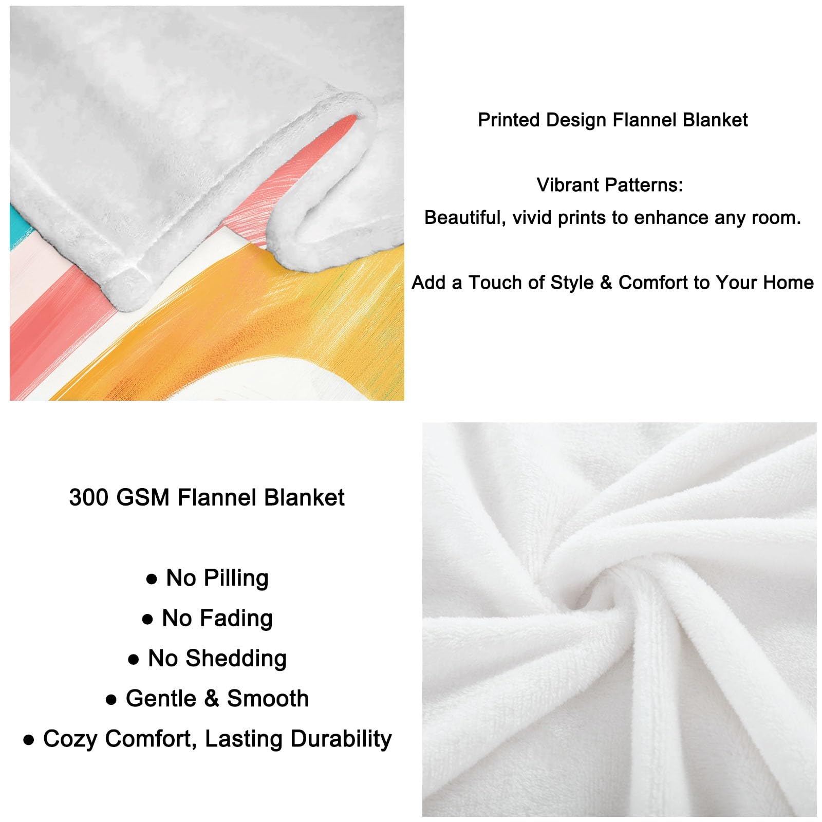 Manta de franela con líneas de arco iris bohemio 220 x 240 cm, manta de forro polar de microfibra polar para todas las estaciones para viajes, sofá para viajes, cama de sofá, niños adultos, color