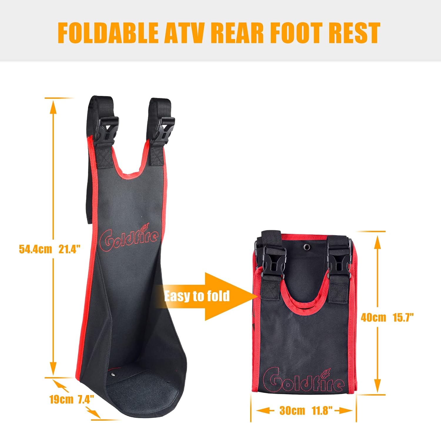 ATV Rear Passenger Foot Rest,Universal Adjustable Foldable Wear-resistant Rear Foot Pegs Compatible With Sportsman Rancher Griz (Red Piping)