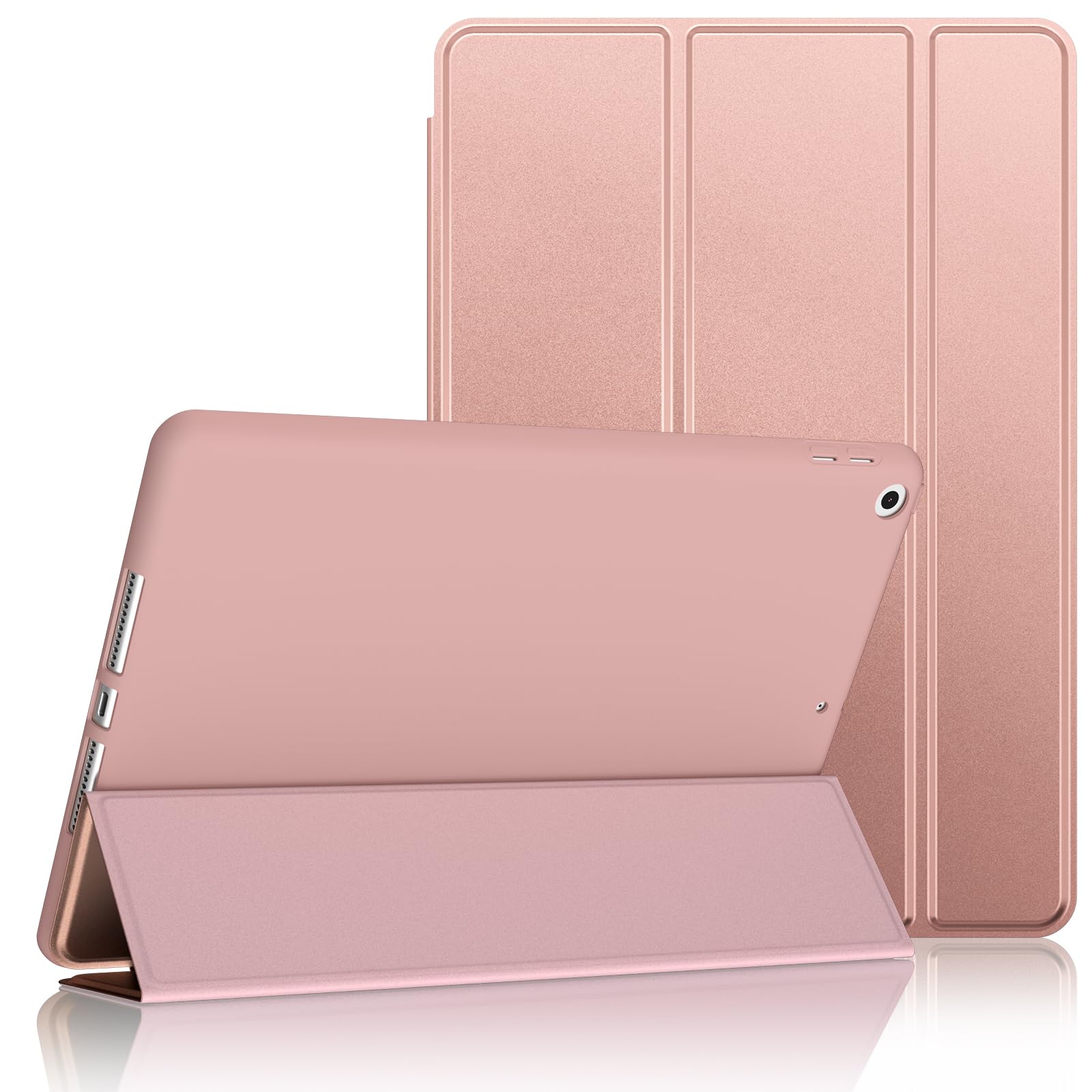 Demark Case for iPad 9/8/7 (10.2-Inch, 2021/2020/2019 Model, 9th/8th/7th Generation) ，Slim Stand Hard Back Shell Protective Cover Case with Auto Wake/Sleep for 10.2 Inch iPad 9/8/7 (Rose Gold)