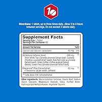 Vista 2 de ProLab Nutrition Advanced Caffeine 200 mg, tabletas de cafeína natural de acción rápida con extracto de té verde, energía limpia, enfoque mental