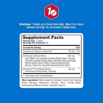 ProLab Caffeine 200mg, Green Tea Extract, Energy & Focus (60 Tabs, 3 Pack)