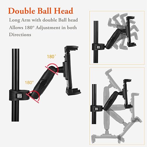 Miniatura 2 de Peastrex Soporte para iPad para soporte de micrófono, soporte de teléfono para tableta, soporte de música para micrófono, soporte giratorio