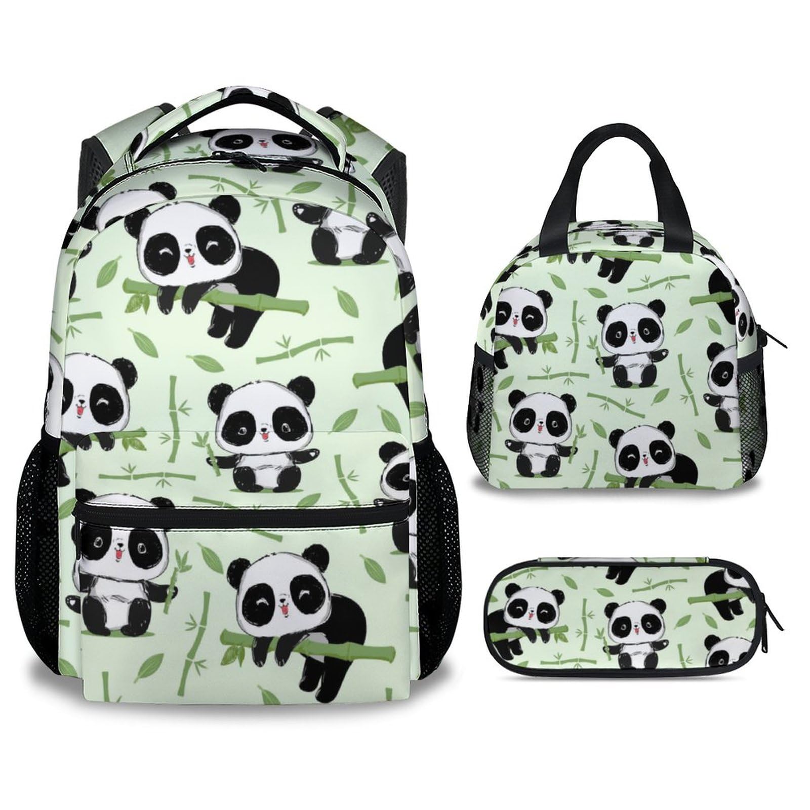 COOPASIACOOPASIA Panda Backpack for Girls Boys, 16 Inch Panda Theme Bookbag with Adjustable Straps, Durable, Lightweight