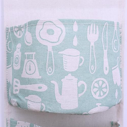 Miniatura 5 de SEIWEI Bolsa de almacenamiento para colgar en la pared, organizador de tela de lino impermeable sobre la puerta con 3 bolsillos para dormitorio,