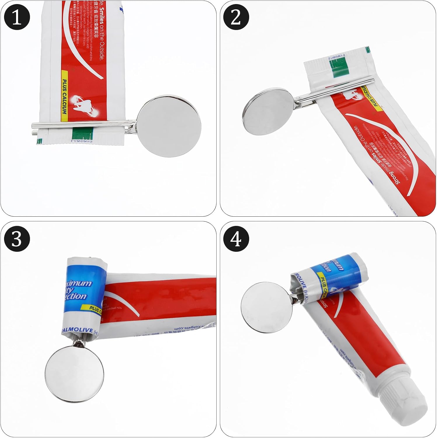 4 Pcs Toothpaste Key Squeezer,Silver Manual Toothpaste Tube Key | Heart and Round Shape Toothpaste Key Squeezer,Tube Key Squeezer for Toothpaste,Paint,Cream,Cosmetic,Hair Dye